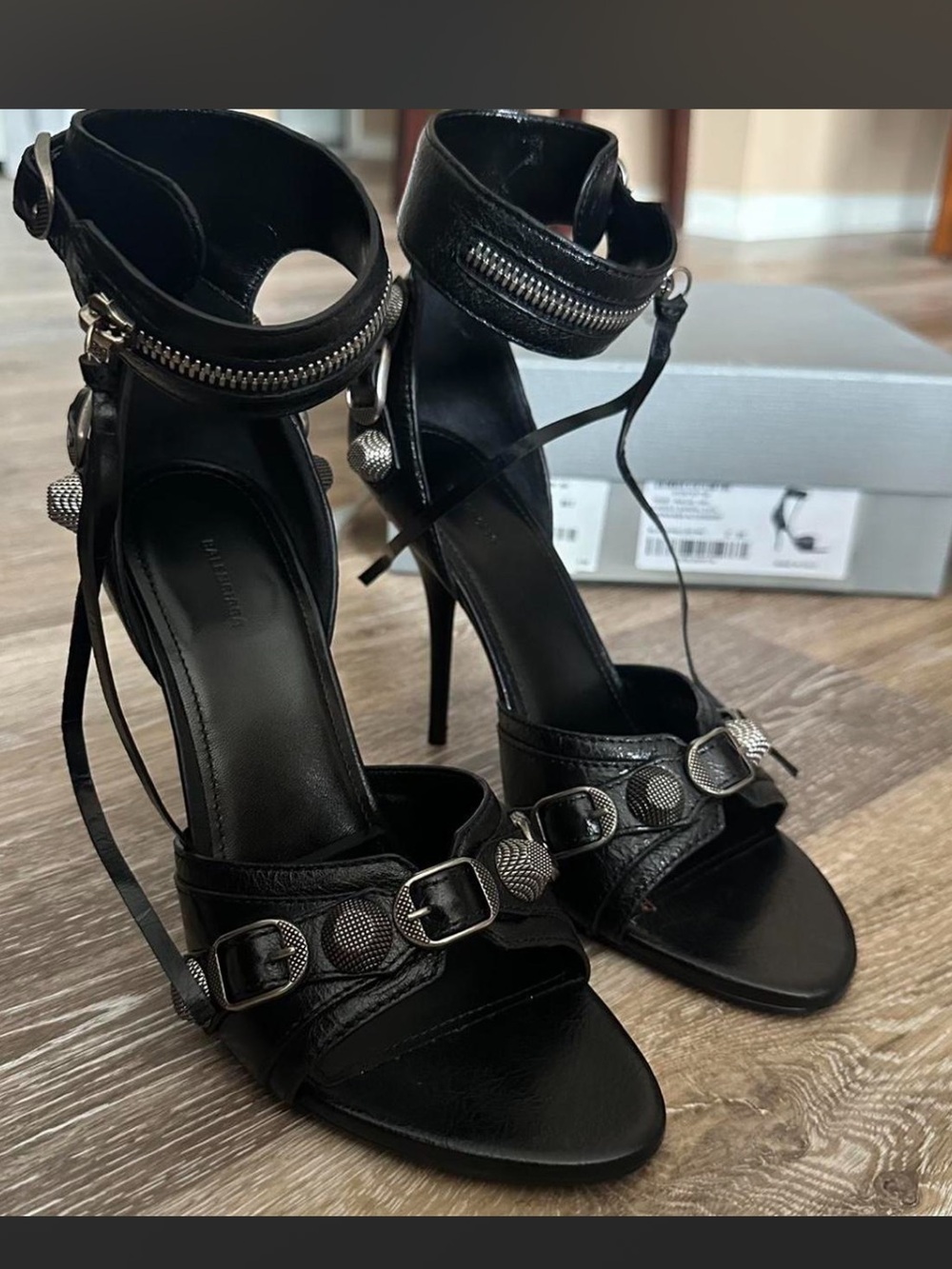 Balenciaga Black Cagole sandal heel